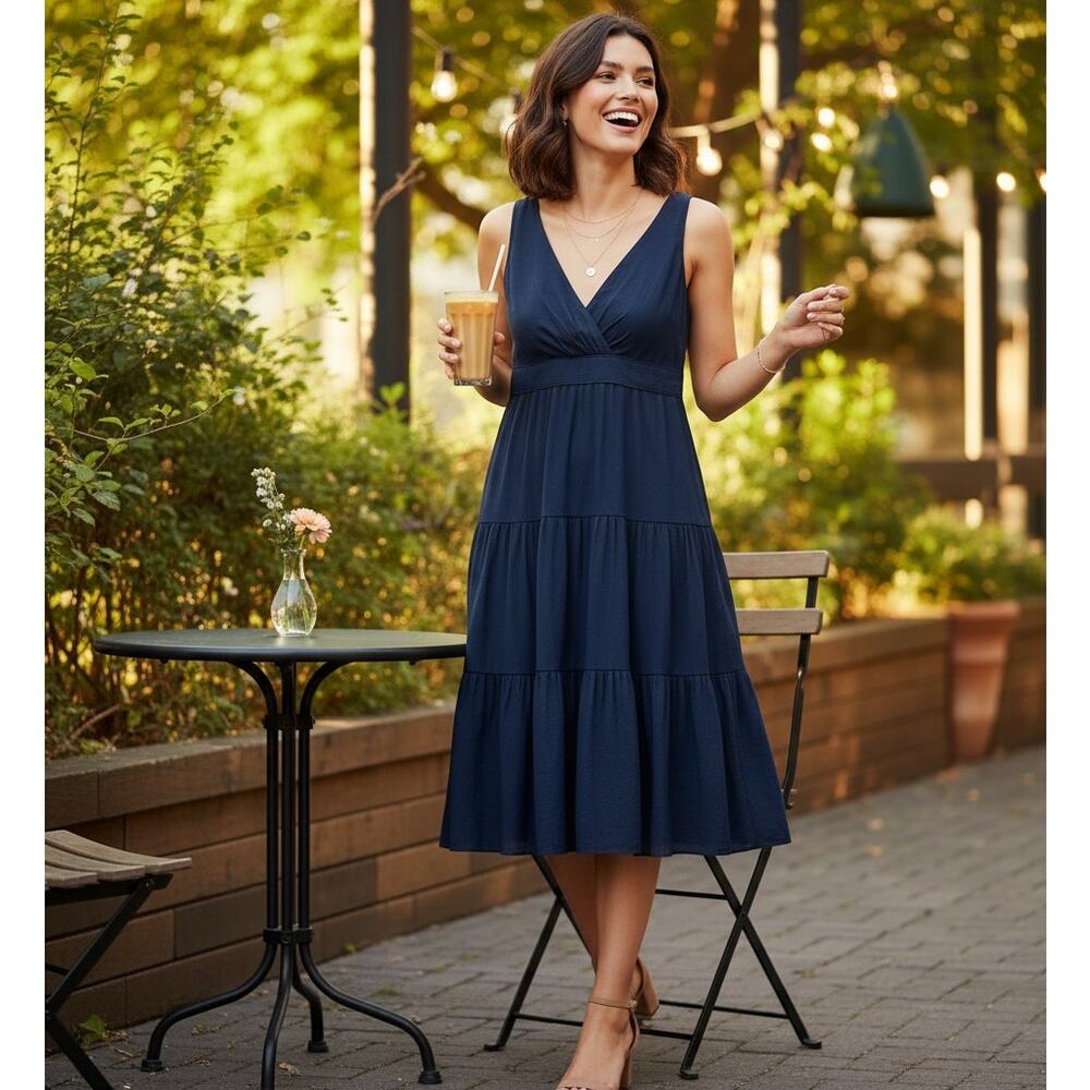 Lauren Ralph Lauren Dress Womens 10 Tiered Summer Babydoll Boho Wedding Guest